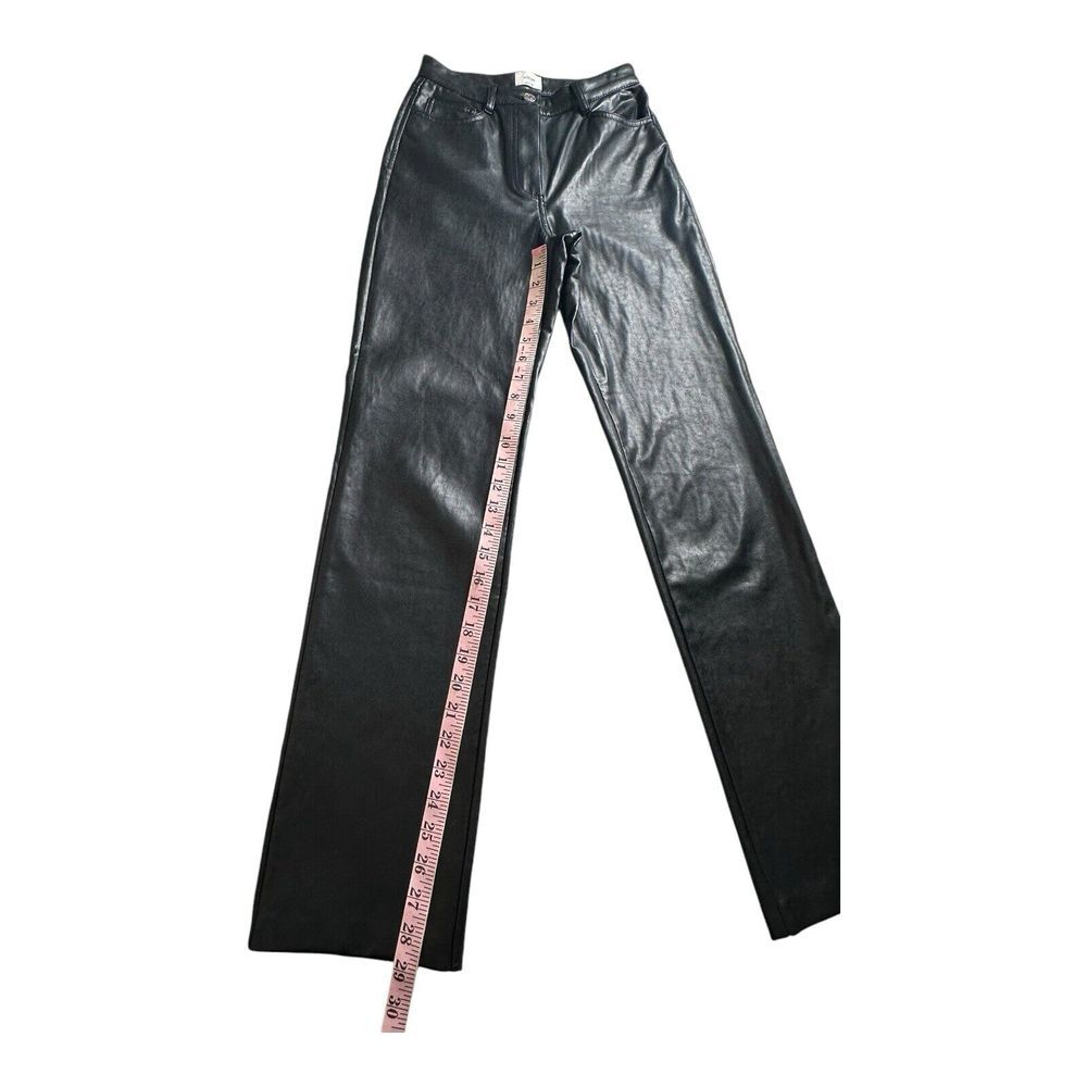 Aritzia Wilfred Womens Faux Leather Straight Leg Pants Size 0 Black High‎ Rise - Picture 9 of 16